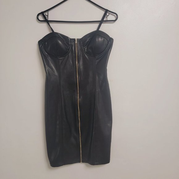 HAUTE MONDE BLAND DRESS, SIZE S, LEATHERETTE MATERIAL, VERY PRETTY - Picture 1 of 7